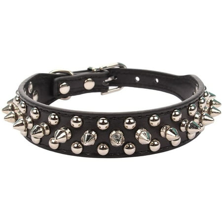 Aolove Mushrooms Spiked Rivet Studded Adjustable Pu Leather Pet Collars for Cats Puppy Dogs